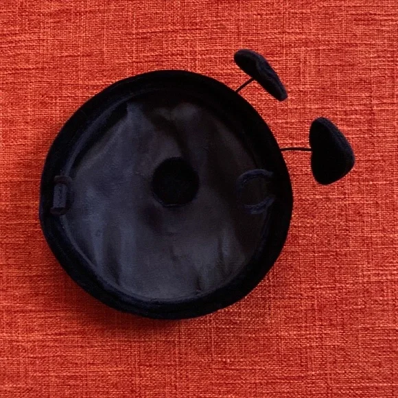 VTG 40’s Navy Blue Velvet Hearts Heart Rhinestones Fascinator Hat - Picture 5 of 9